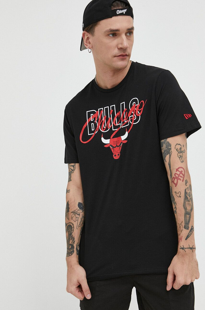 New Era tricou din bumbac culoarea negru cu imprimeu - Pled.ro