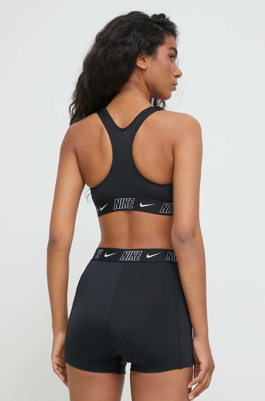 Nike sutien de baie Logo Tape culoarea negru cupa usor rigidizata - Pled.ro