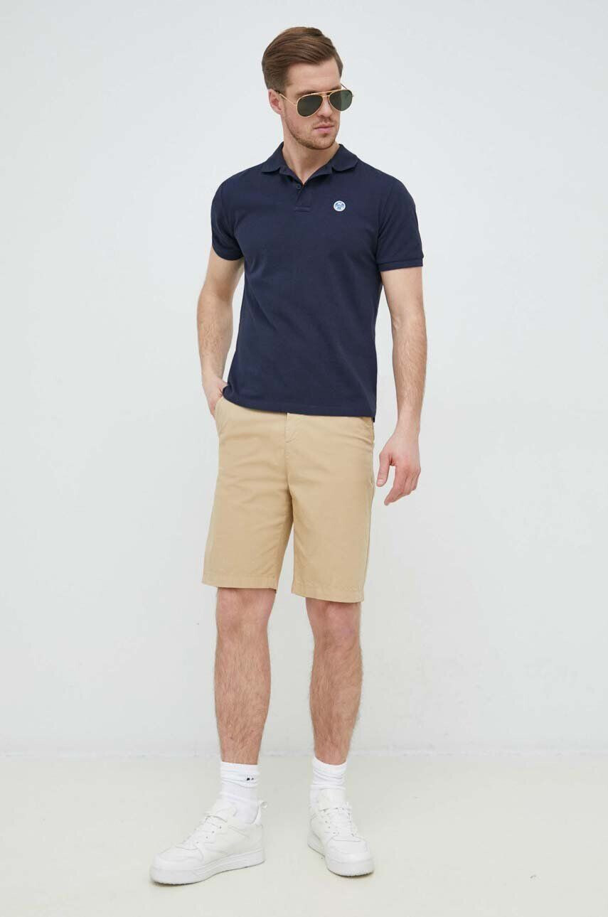 North Sails polo de bumbac culoarea albastru marin neted - Pled.ro