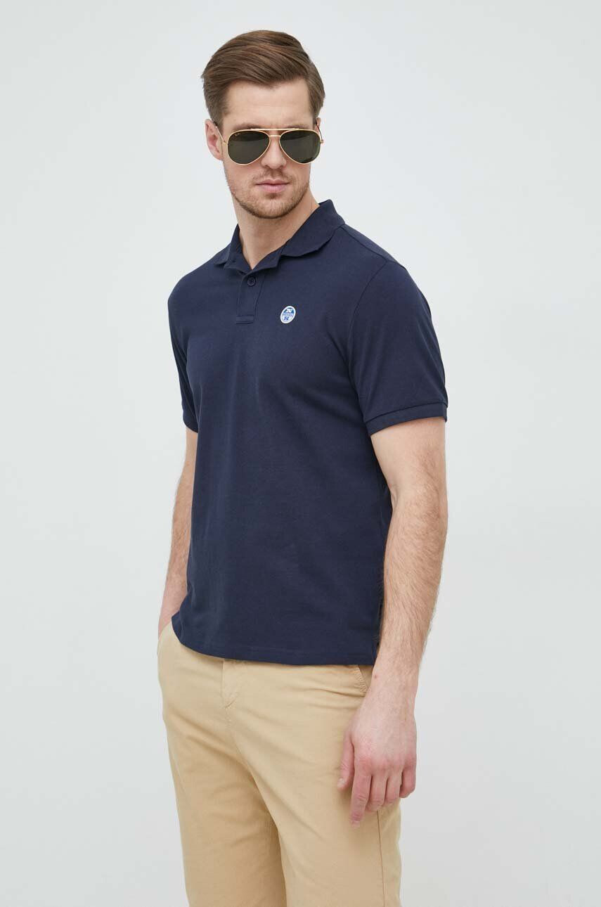 North Sails polo de bumbac culoarea albastru marin neted - Pled.ro