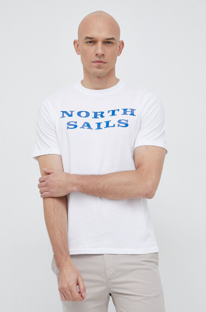 North Sails tricou din bumbac culoarea alb cu imprimeu - Pled.ro