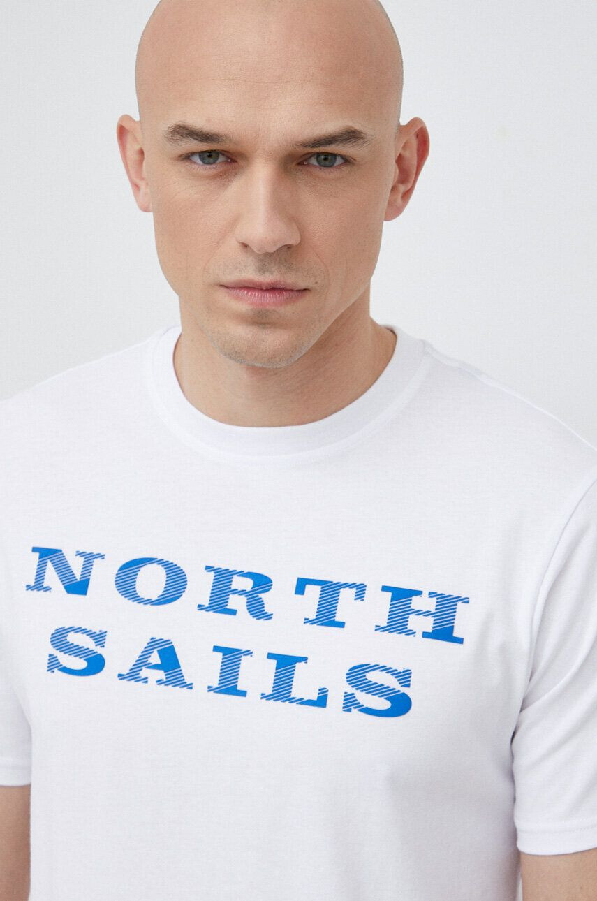 North Sails tricou din bumbac culoarea alb cu imprimeu - Pled.ro