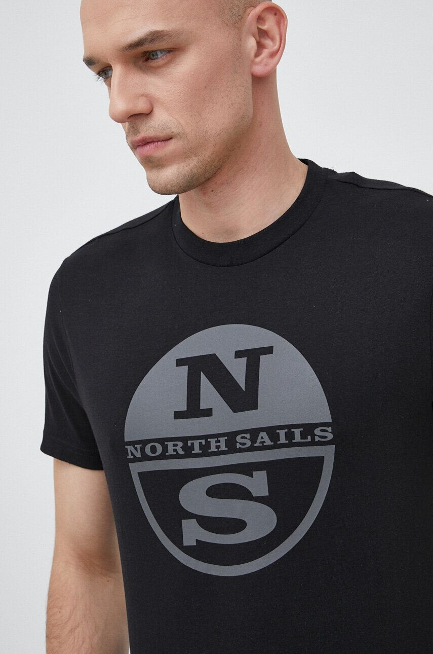 North Sails tricou din bumbac barbati culoarea negru cu imprimeu - Pled.ro