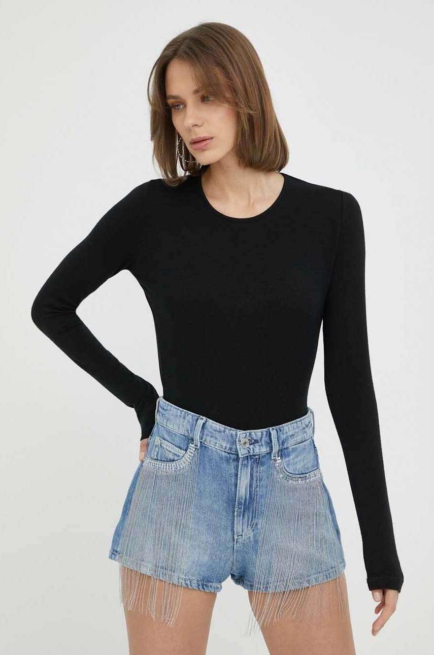 Notes du Nord longsleeve din amestec de lana culoarea negru - Pled.ro