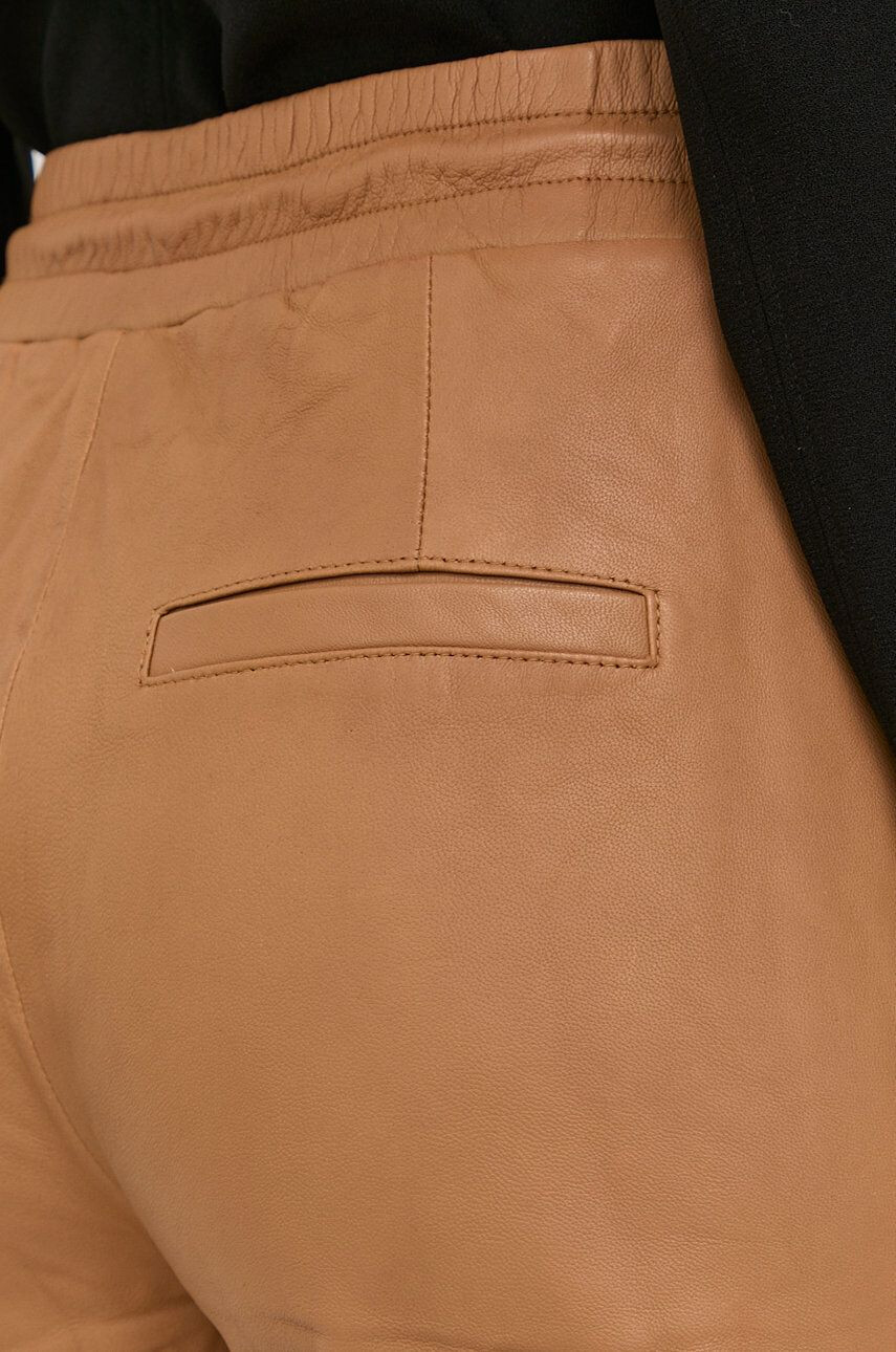 Notes du Nord pantaloni de piele femei culoarea galben drept high waist - Pled.ro