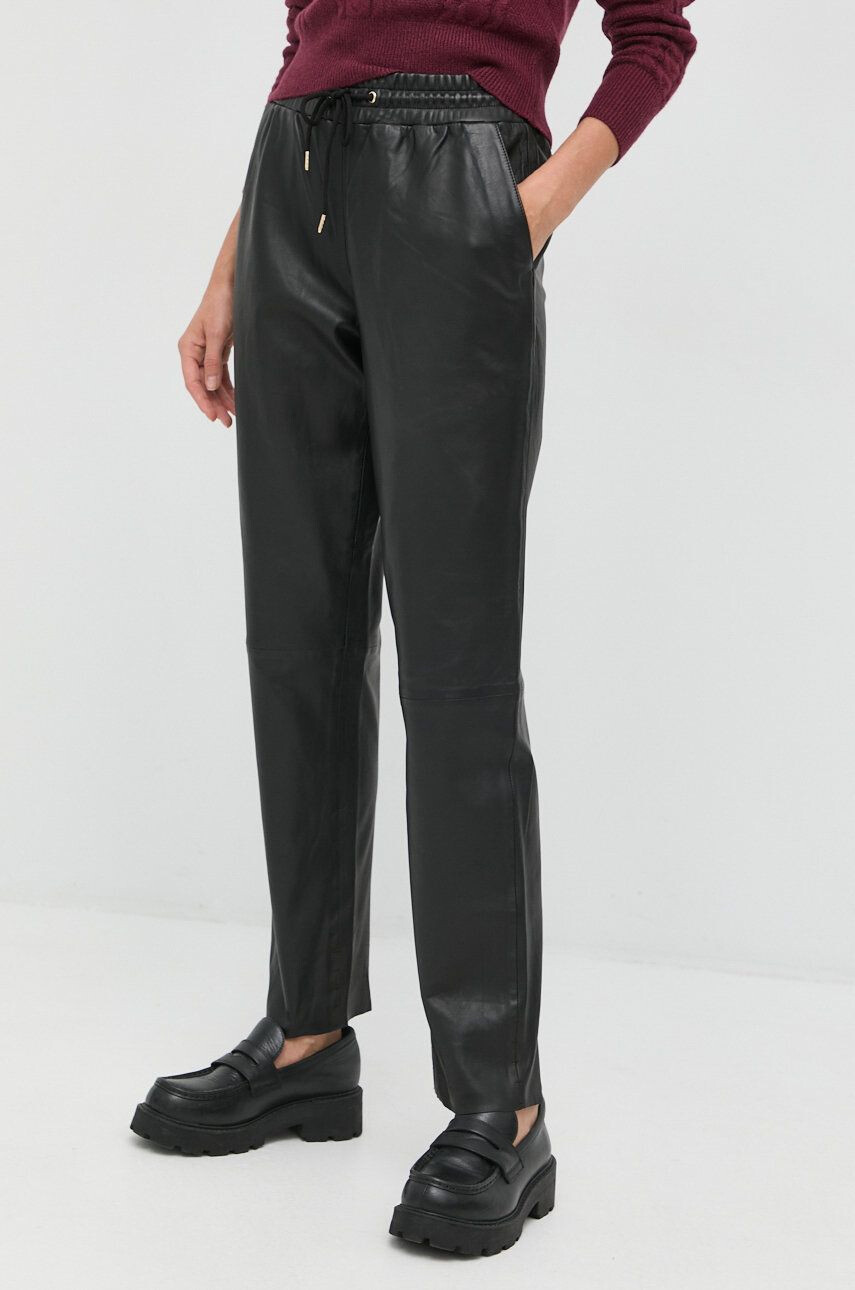 Notes du Nord pantaloni de piele femei culoarea negru drept high waist - Pled.ro