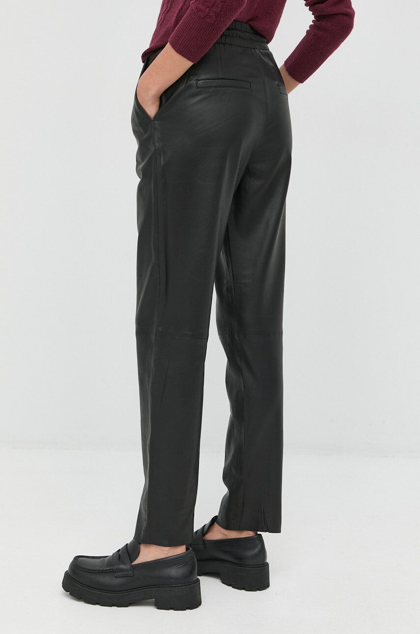 Notes du Nord pantaloni de piele femei culoarea negru drept high waist - Pled.ro