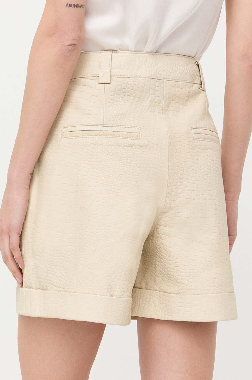 Notes du Nord pantaloni scurti de piele femei culoarea negru neted high waist - Pled.ro