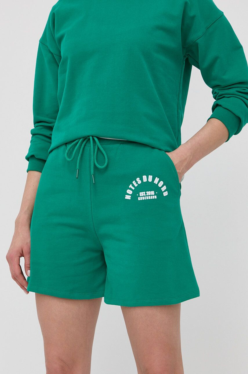 Notes du Nord pantaloni scurti Wade femei culoarea verde cu imprimeu high waist - Pled.ro