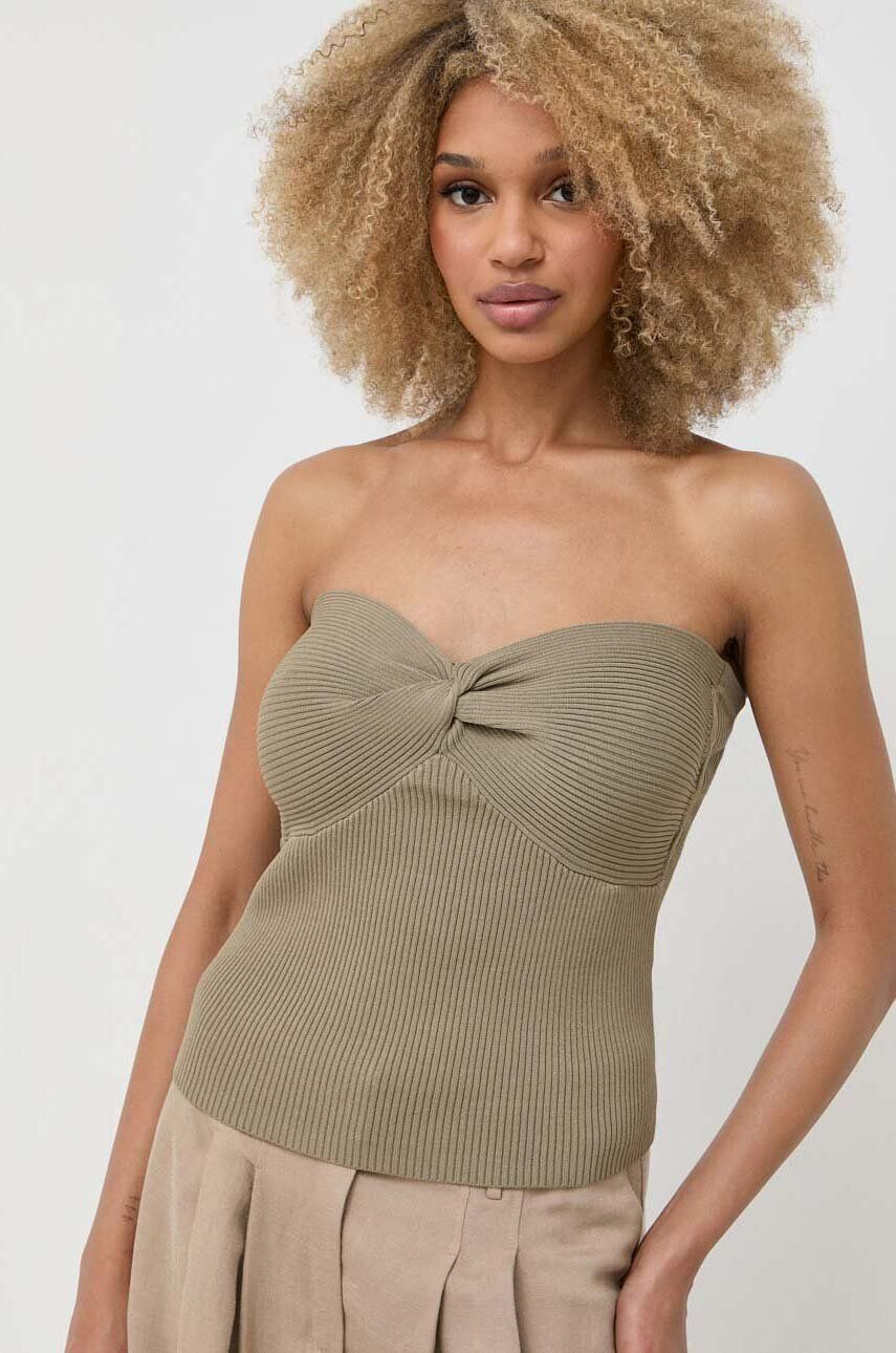 Notes du Nord top femei culoarea verde cold shoulder - Pled.ro