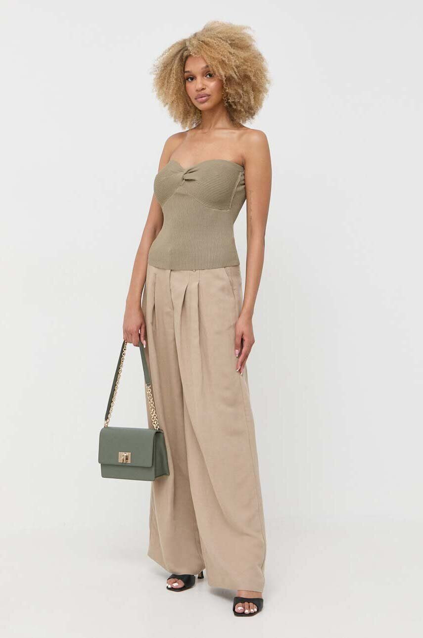 Notes du Nord top femei culoarea verde cold shoulder - Pled.ro