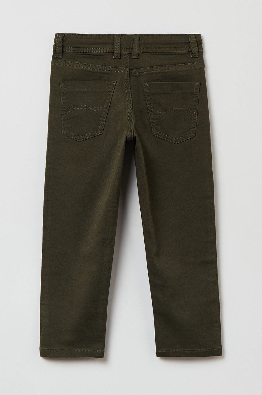 OVS pantaloni copii culoarea verde neted - Pled.ro