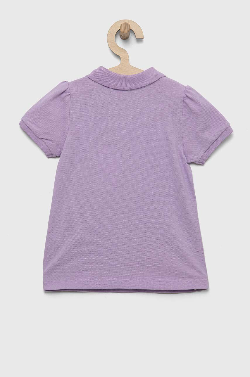 OVS tricou de bumbac pentru copii culoarea violet cu guler - Pled.ro