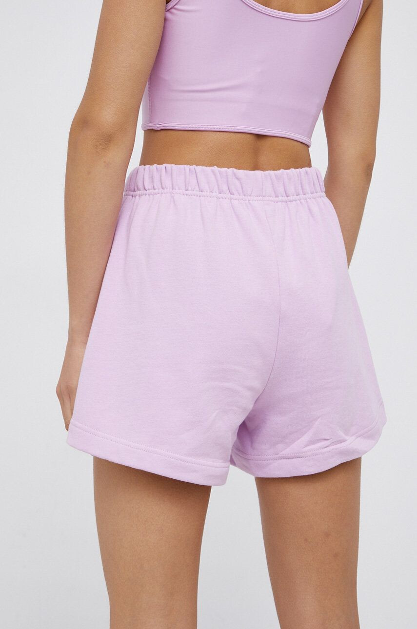 P.E Nation Pantaloni scurți din bumbac femei culoarea violet material neted high waist - Pled.ro