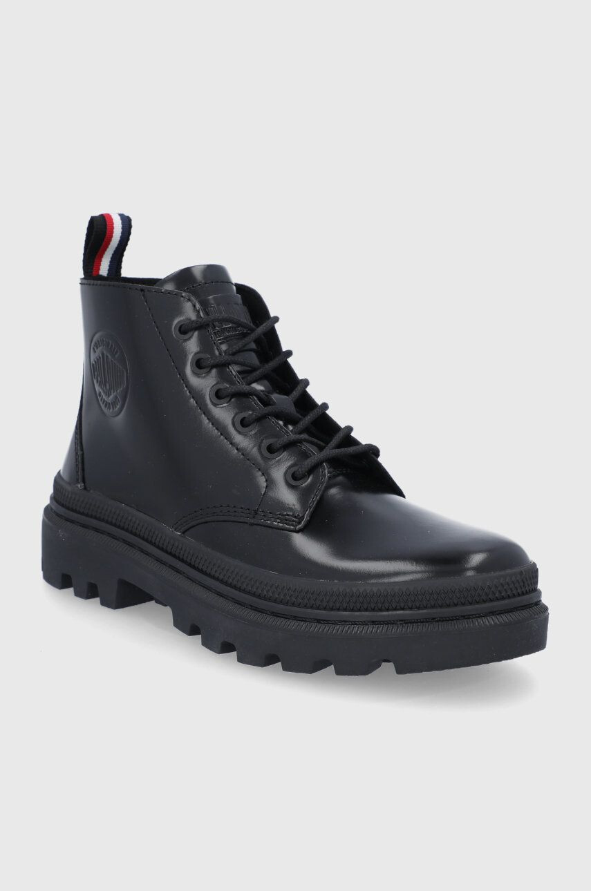 Palladium Cizme de piele femei culoarea negru cu platformă - Pled.ro