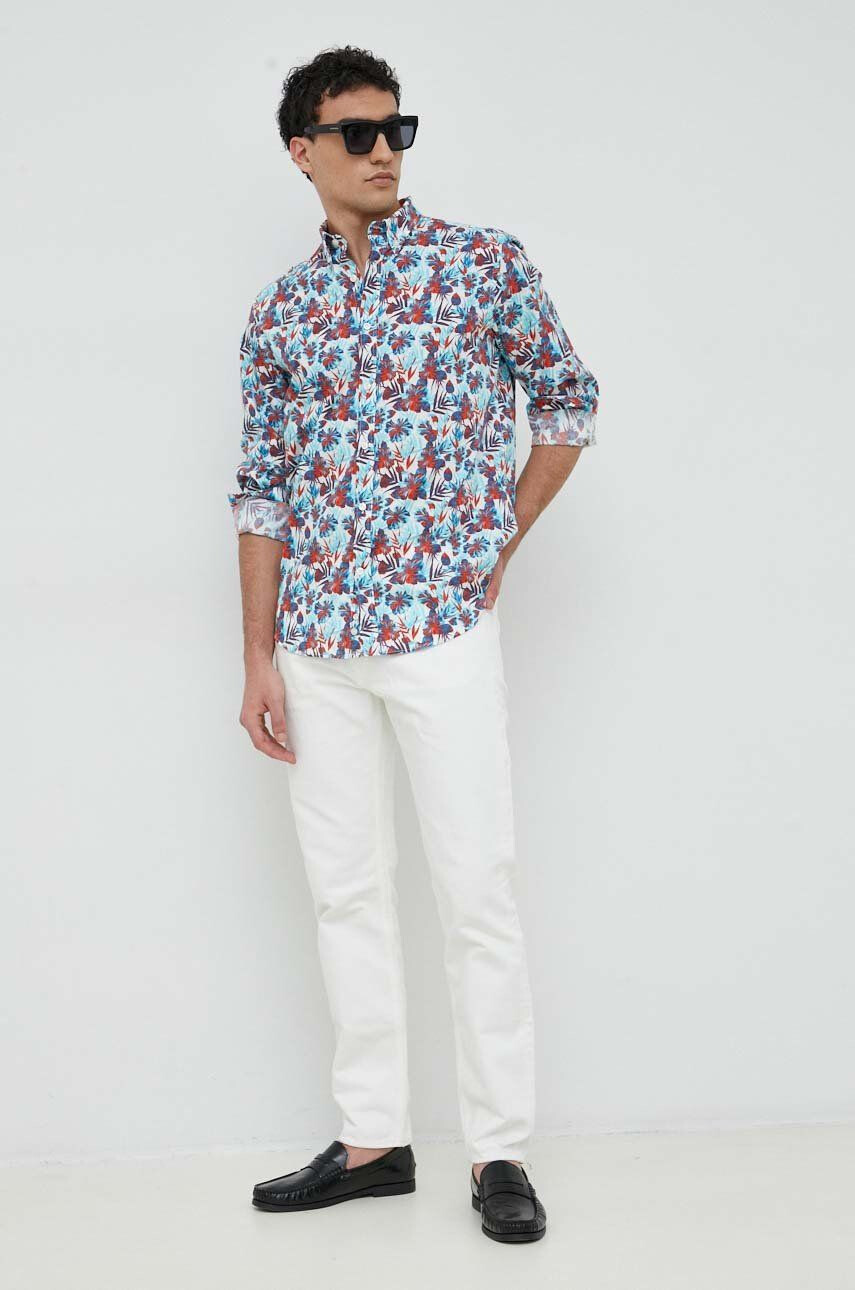 Paul&Shark camasa din bumbac barbati culoarea alb cu guler button-down regular - Pled.ro