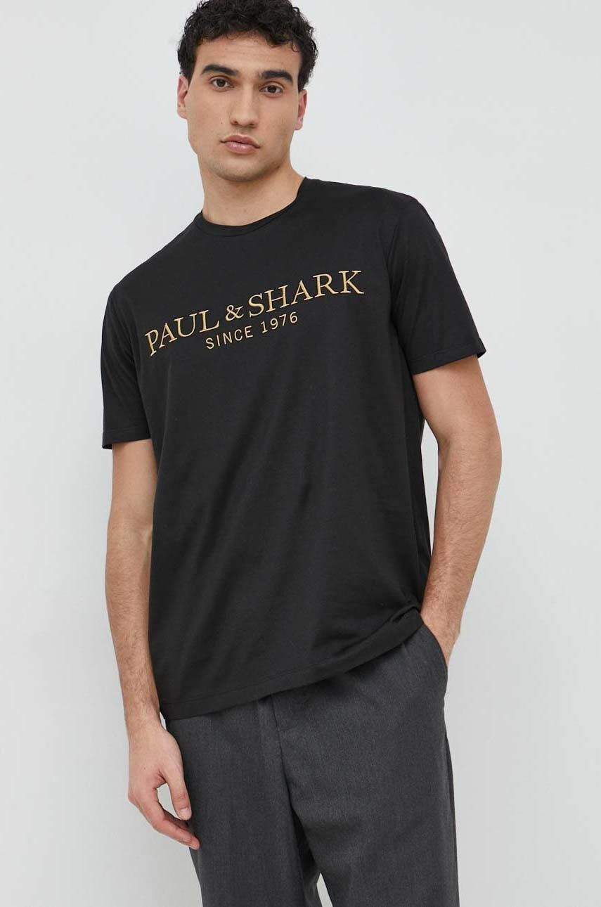 Paul&Shark tricou din bumbac culoarea negru cu imprimeu - Pled.ro