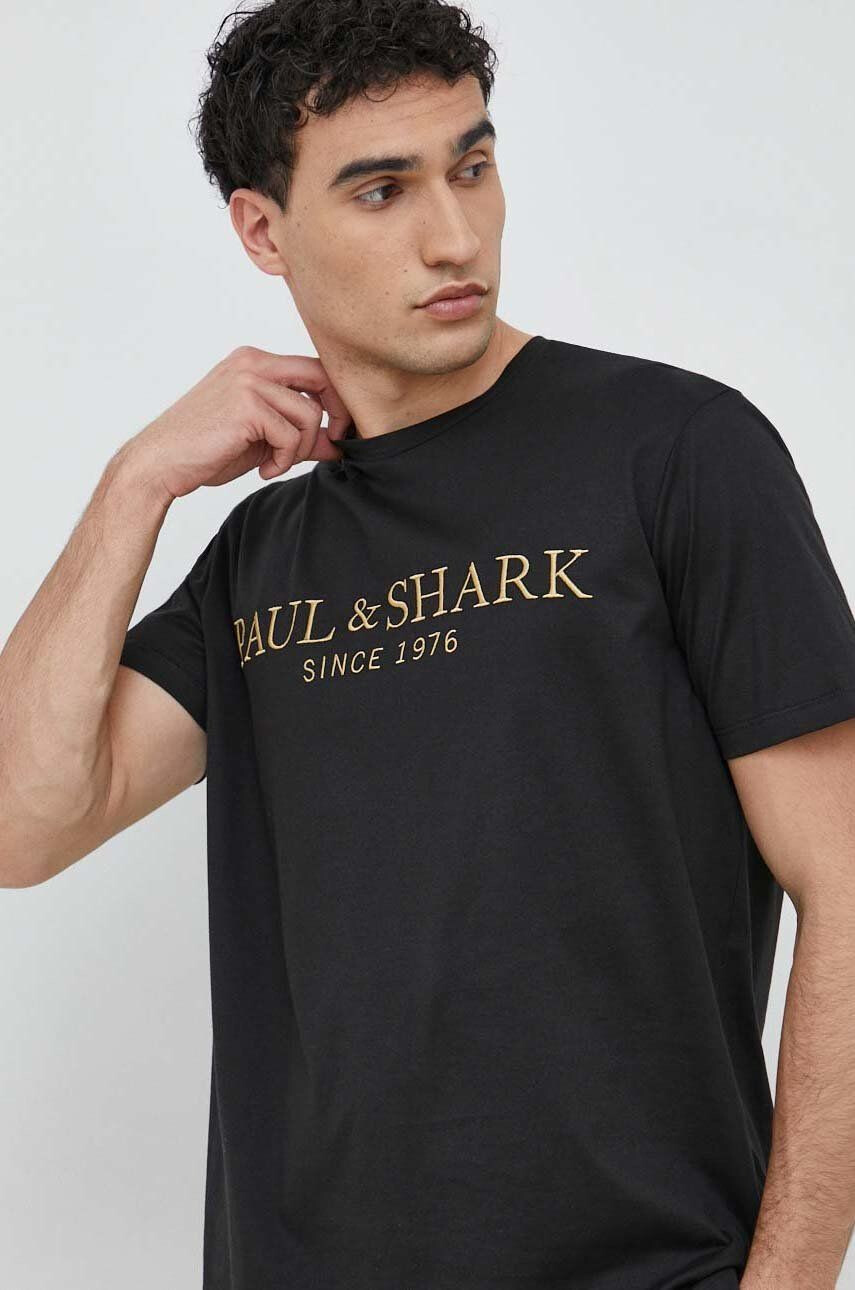 Paul&Shark tricou din bumbac culoarea negru cu imprimeu - Pled.ro