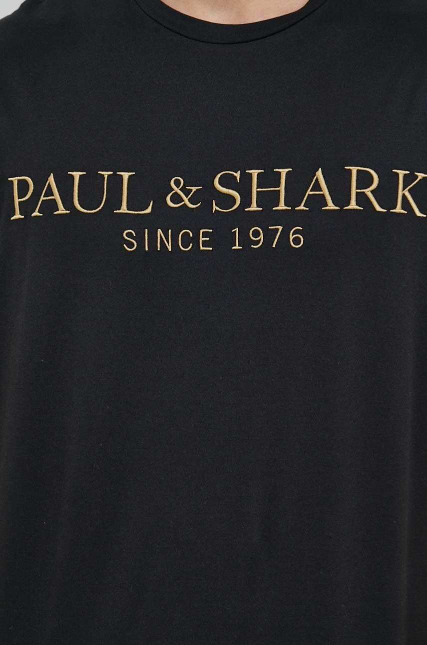 Paul&Shark tricou din bumbac culoarea negru cu imprimeu - Pled.ro