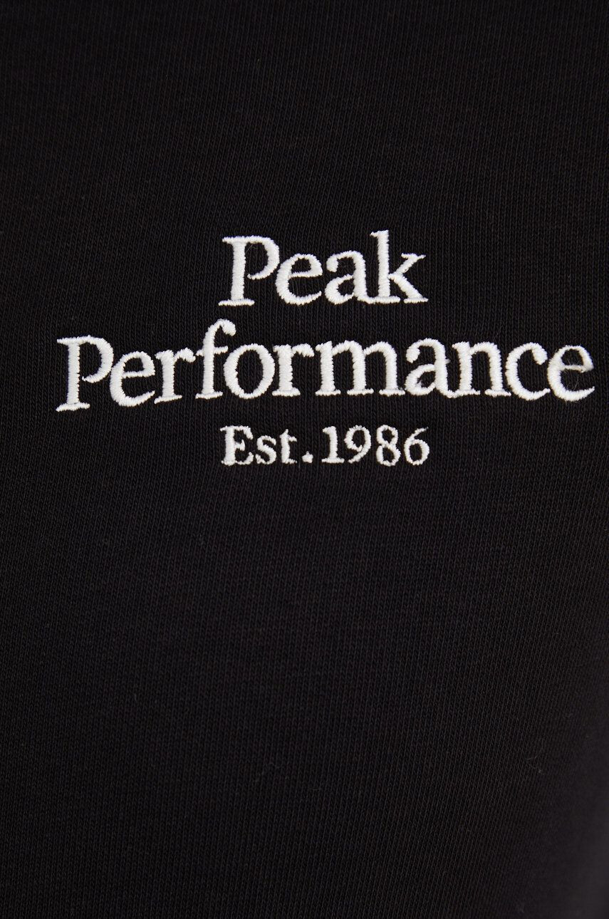 Peak Performance bluza femei culoarea negru cu glugă neted - Pled.ro