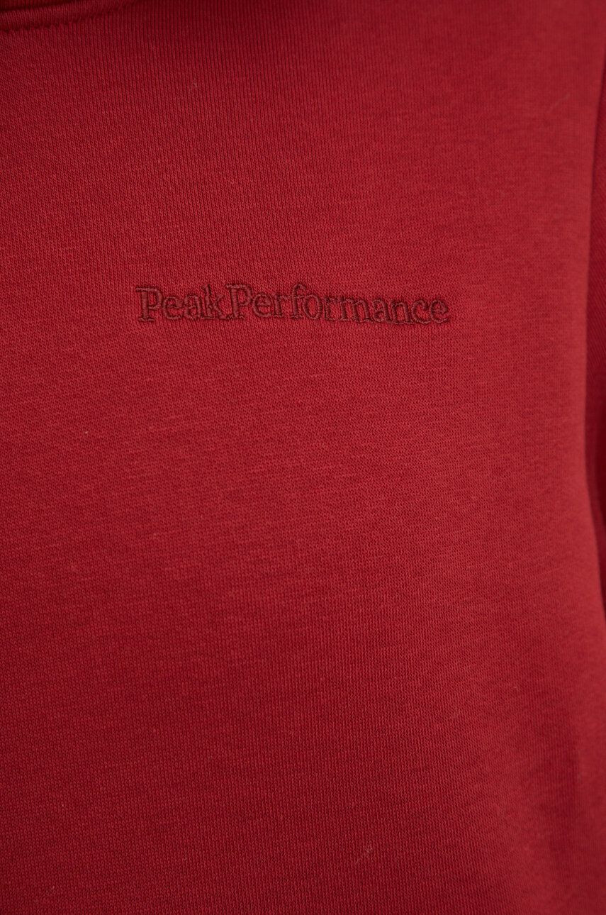 Peak Performance bluza femei culoarea bordo cu glugă neted - Pled.ro