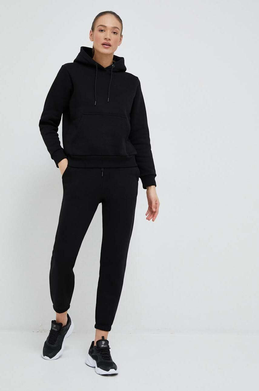 Peak Performance bluza femei culoarea negru cu glugă neted - Pled.ro