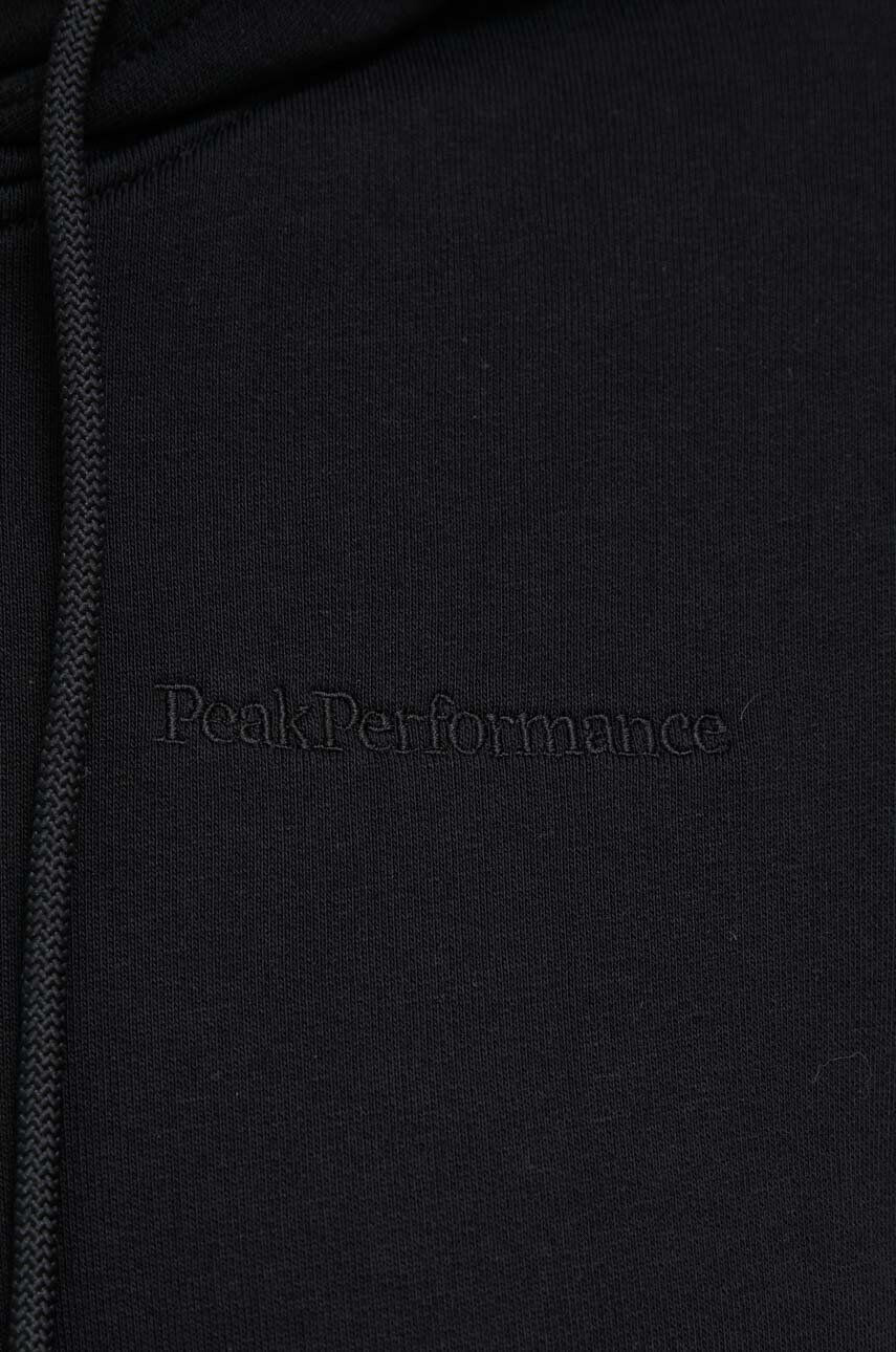 Peak Performance bluza femei culoarea negru cu glugă neted - Pled.ro