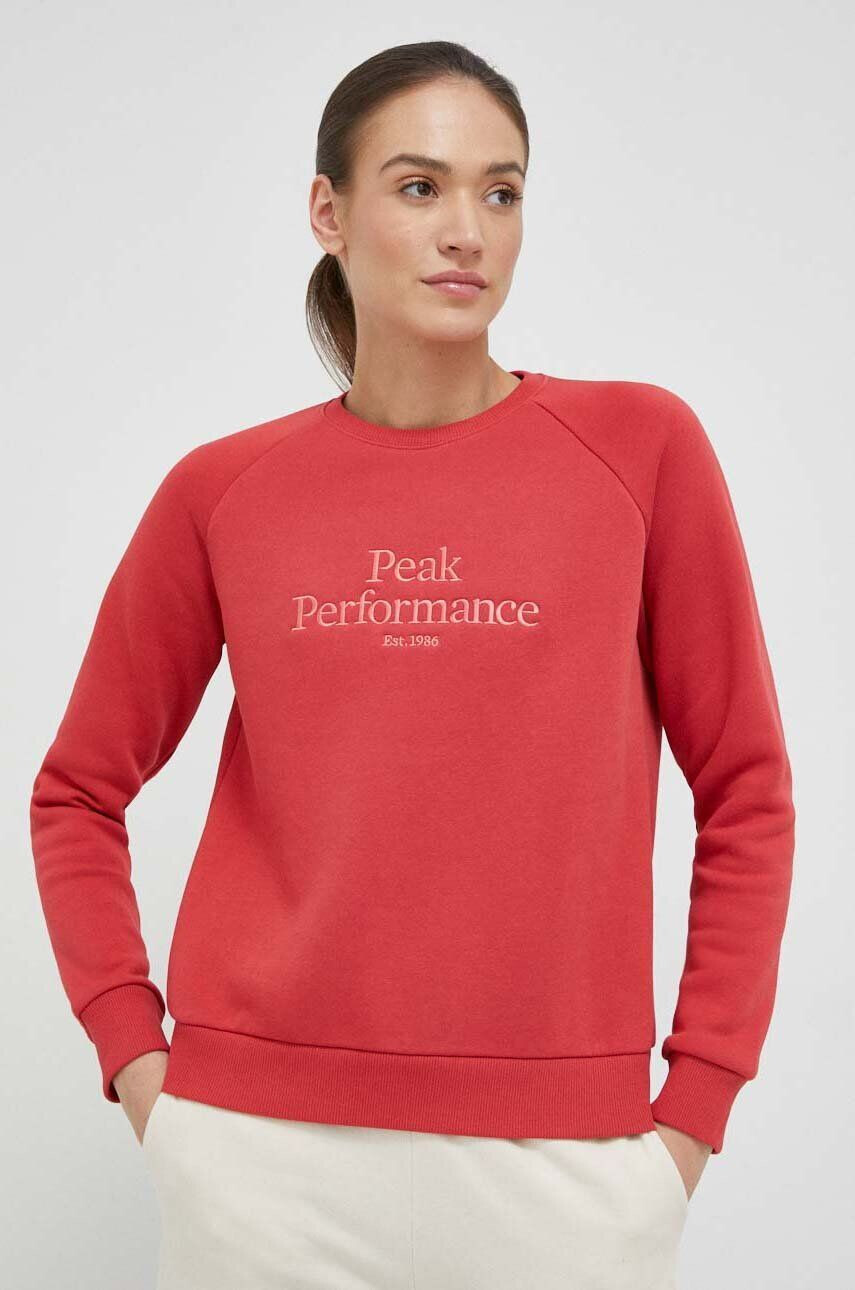 Peak Performance bluza femei culoarea rosu cu imprimeu - Pled.ro