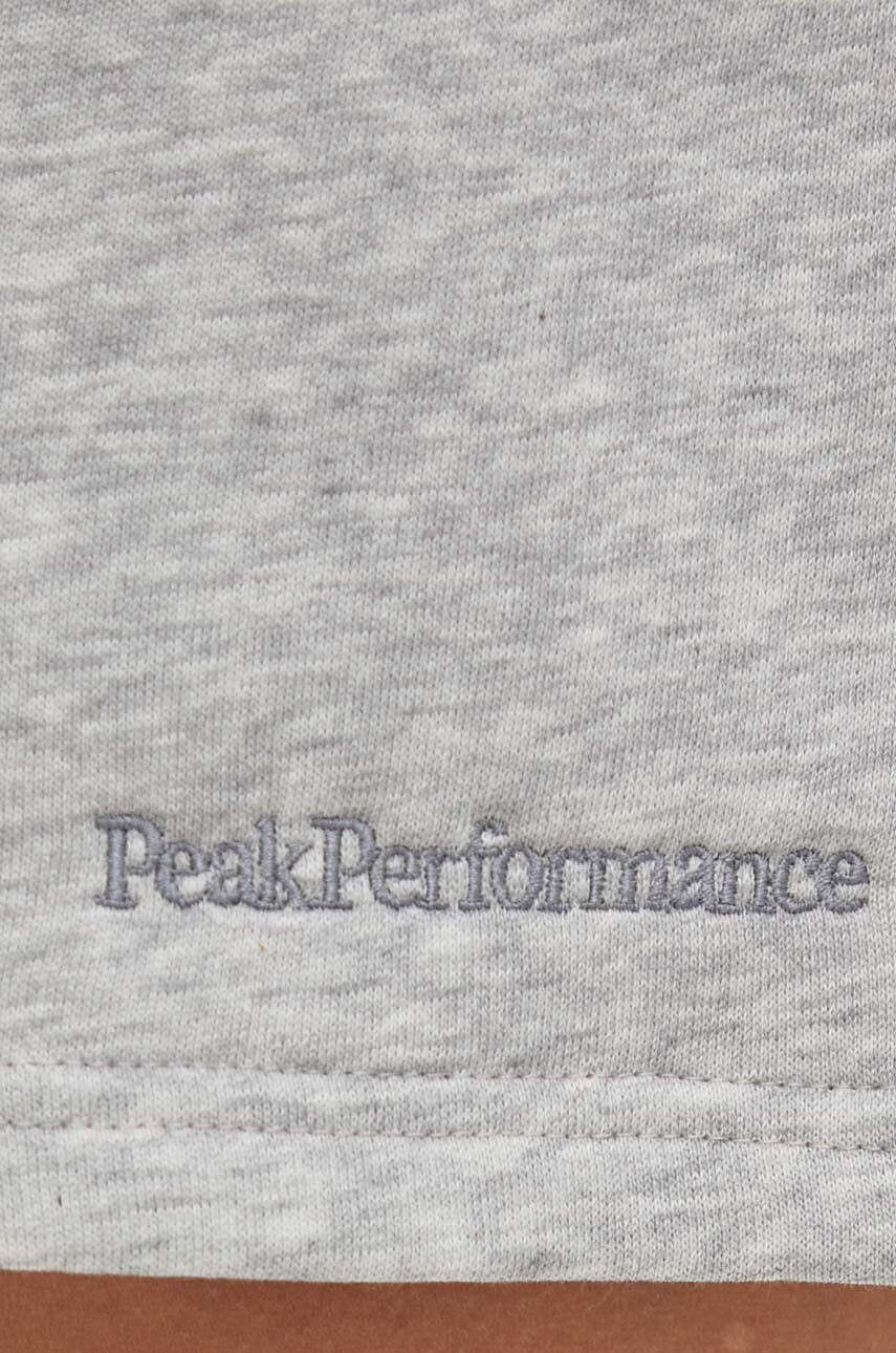 Peak Performance pantaloni scurti femei culoarea gri melanj high waist - Pled.ro