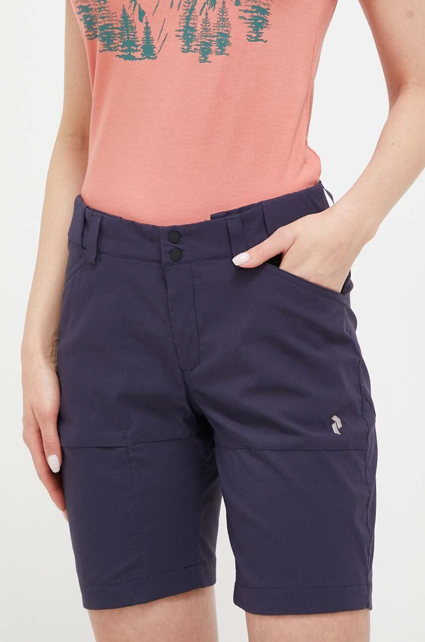 Peak Performance pantaloni scurți outdoor Iconiq culoarea albastru marin neted medium waist - Pled.ro