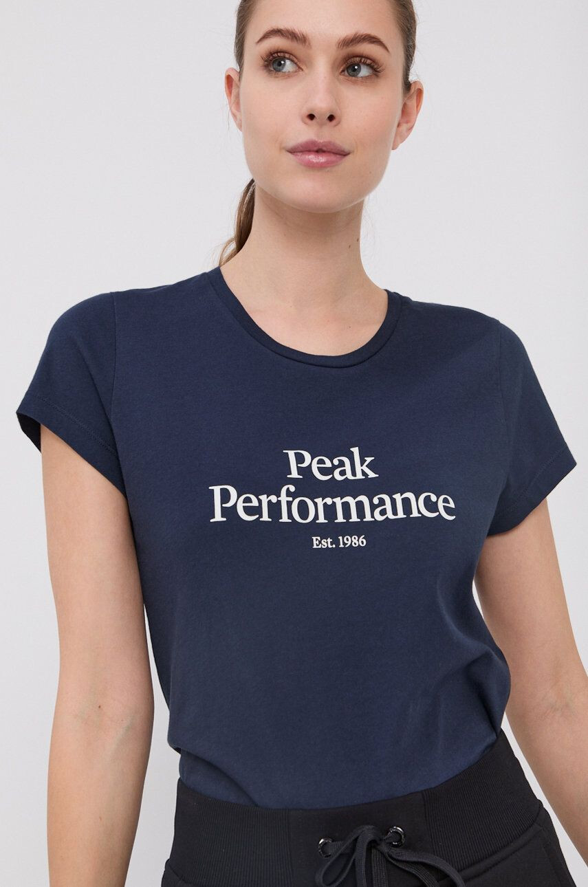 Peak Performance Tricou din bumbac culoarea albastru marin - Pled.ro