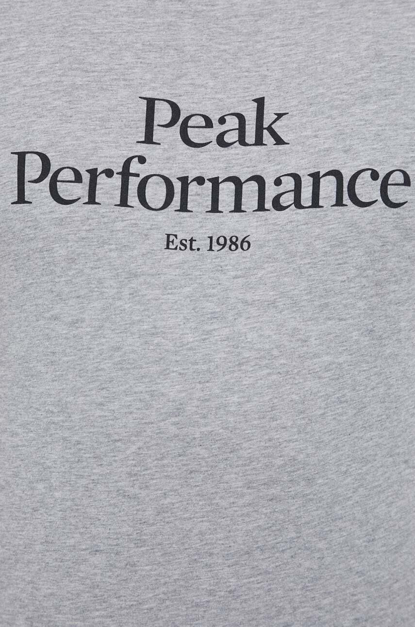 Peak Performance tricou din bumbac culoarea gri cu imprimeu - Pled.ro