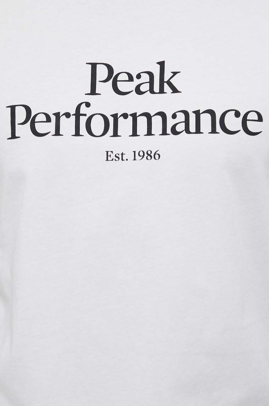 Peak Performance tricou din bumbac culoarea alb cu imprimeu - Pled.ro