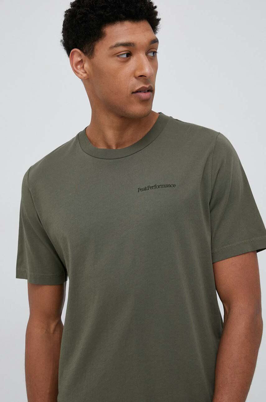 Peak Performance tricou din bumbac culoarea verde neted - Pled.ro