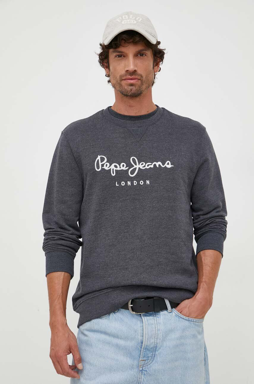 Pepe Jeans bluza barbati culoarea gri cu imprimeu - Pled.ro