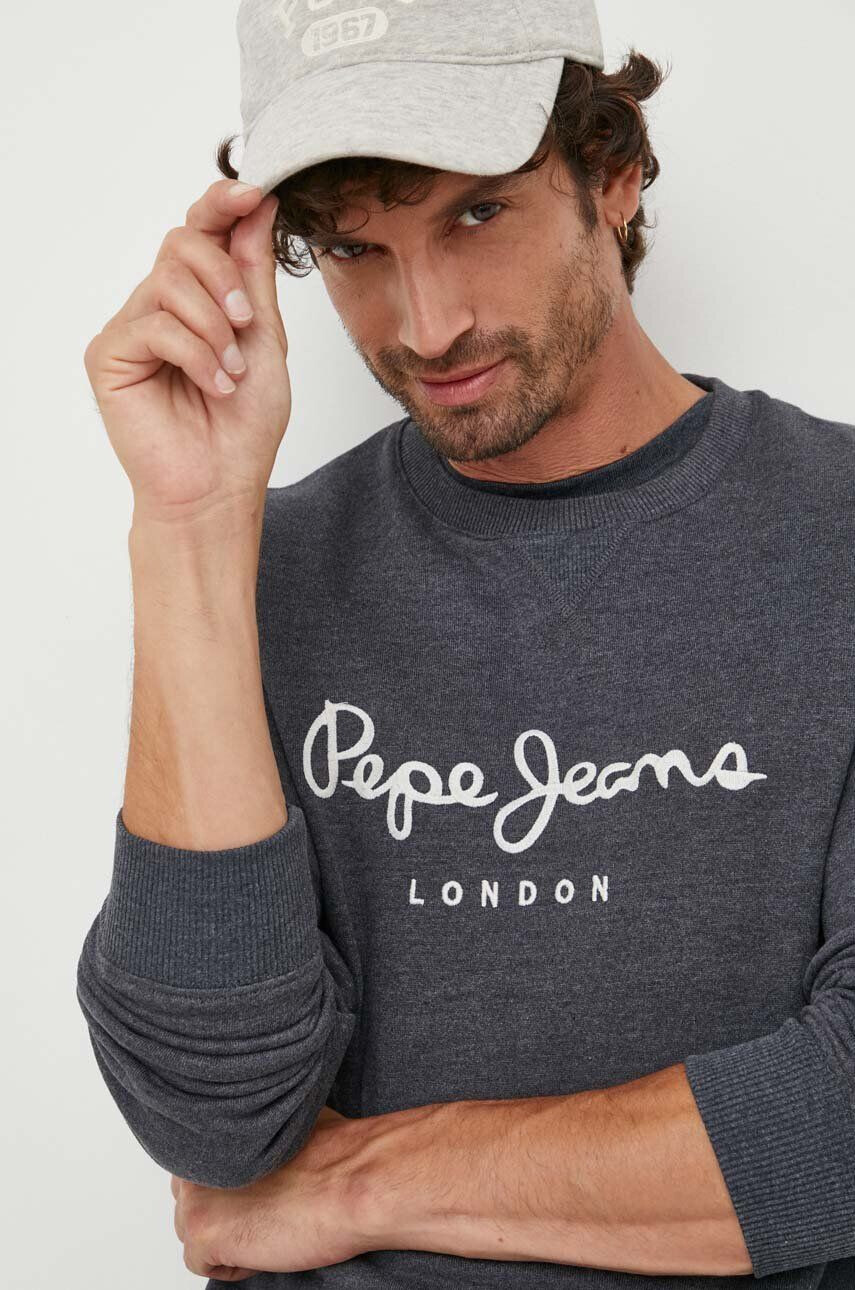 Pepe Jeans bluza barbati culoarea gri cu imprimeu - Pled.ro