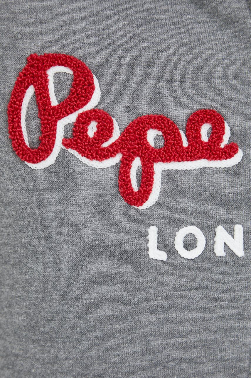 Pepe Jeans bluza barbati culoarea gri cu glugă cu imprimeu - Pled.ro