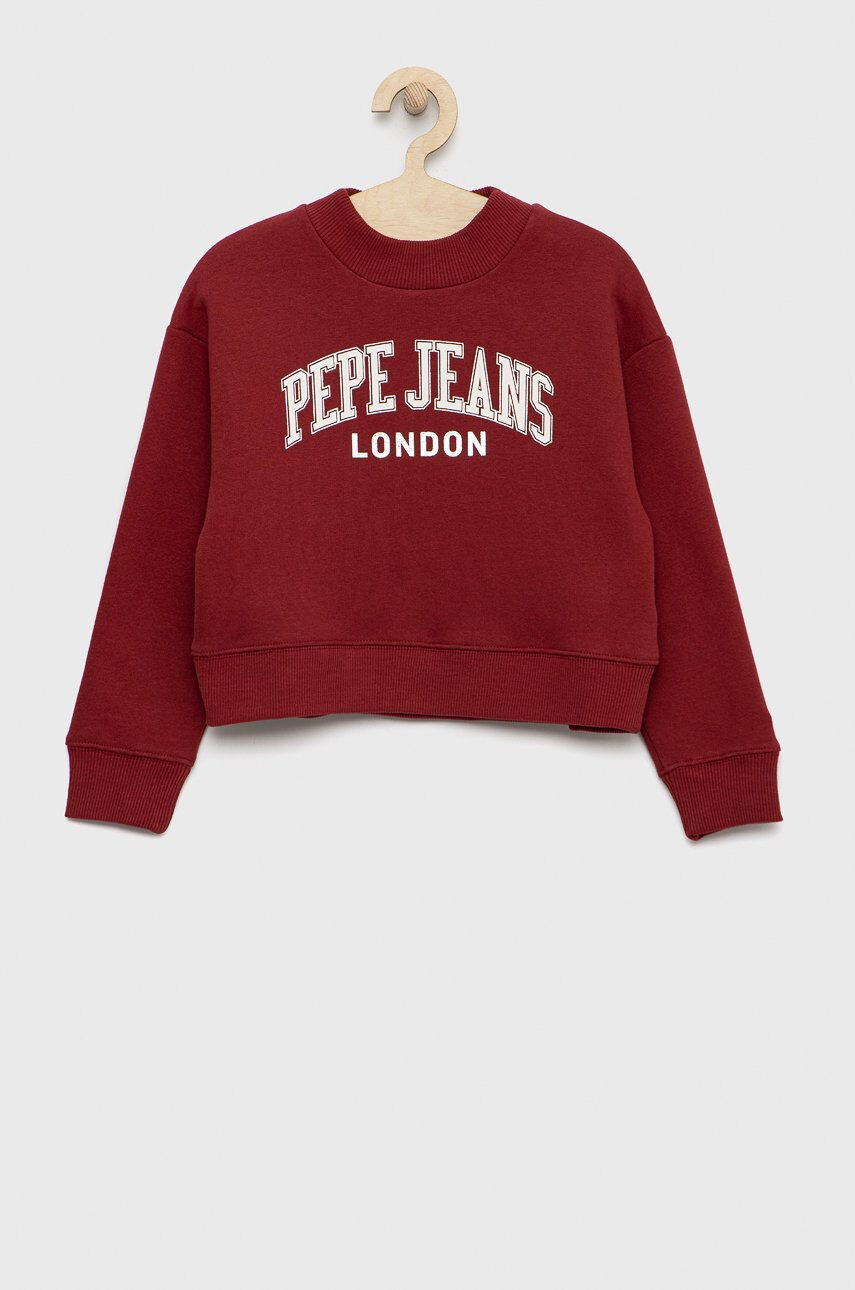 Pepe Jeans bluza copii culoarea rosu cu imprimeu - Pled.ro