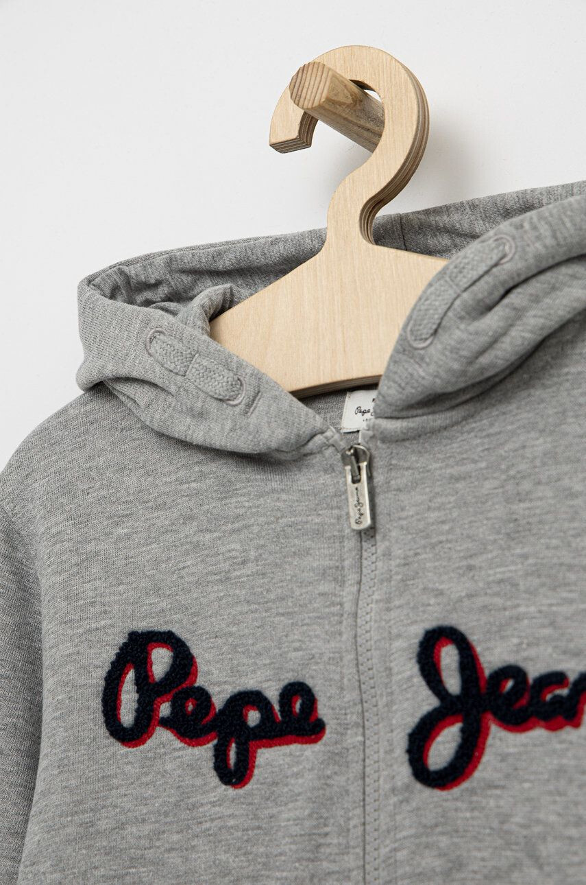 Pepe Jeans bluza copii Lamonty culoarea gri cu glugă melanj - Pled.ro