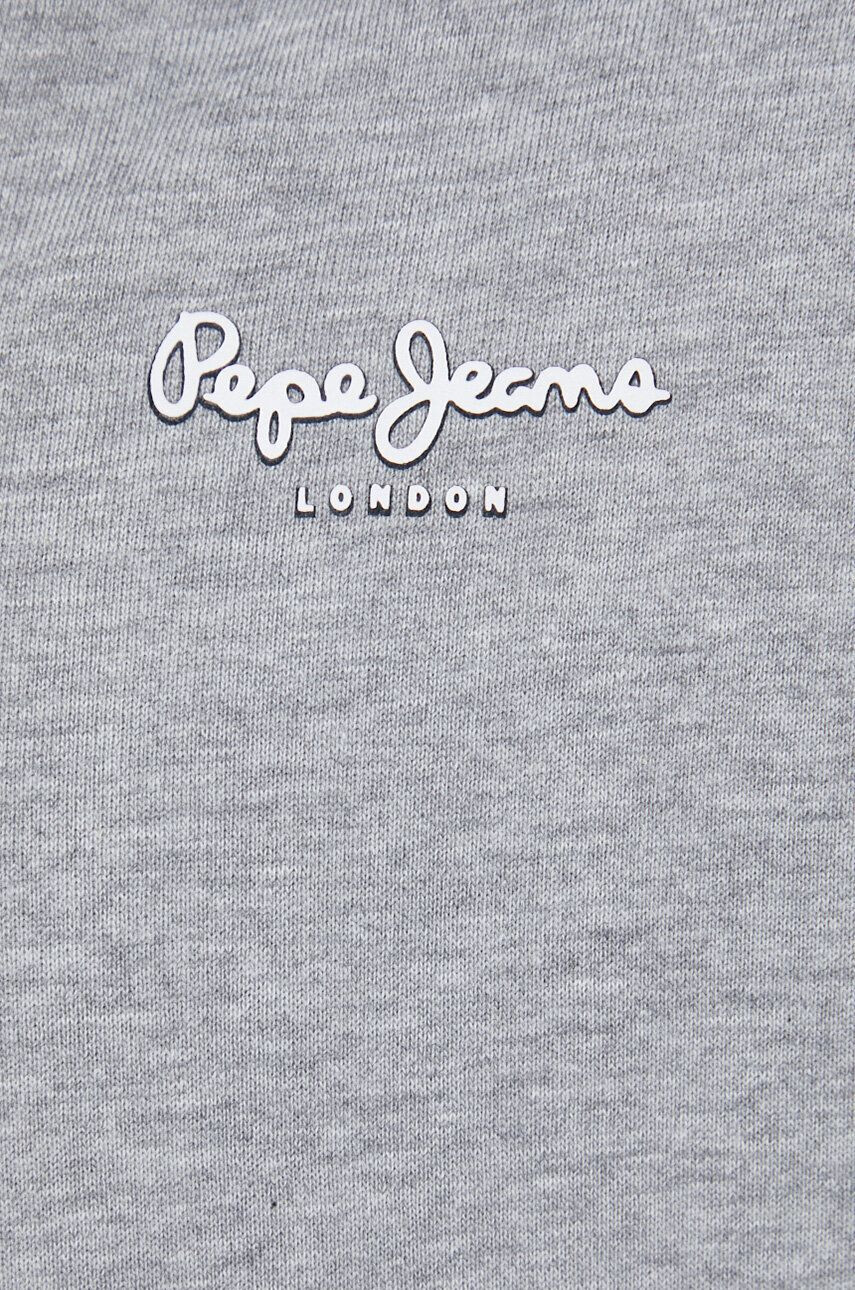 Pepe Jeans bluza Edward barbati culoarea gri cu glugă cu imprimeu - Pled.ro