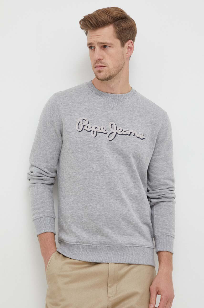 Pepe Jeans bluza Ryan barbati culoarea gri melanj - Pled.ro