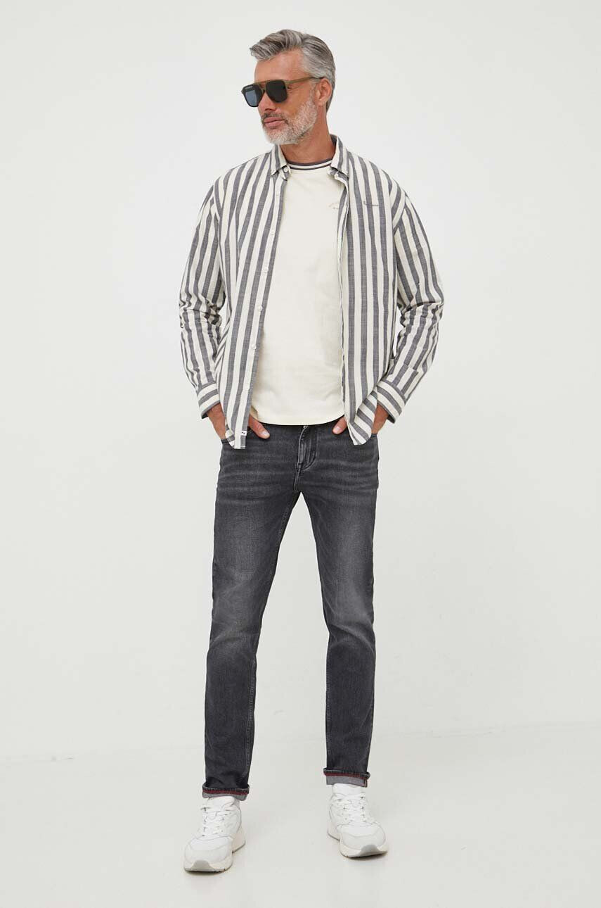 Pepe Jeans camasa din bumbac Crivitz barbati culoarea gri cu guler button-down regular - Pled.ro