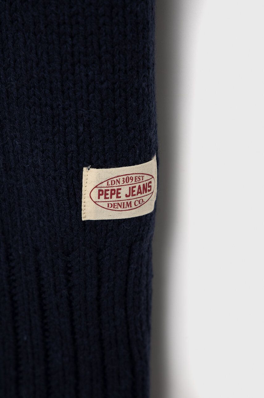 Pepe Jeans Eșarfă din amestec de lână culoarea albastru marin material neted - Pled.ro