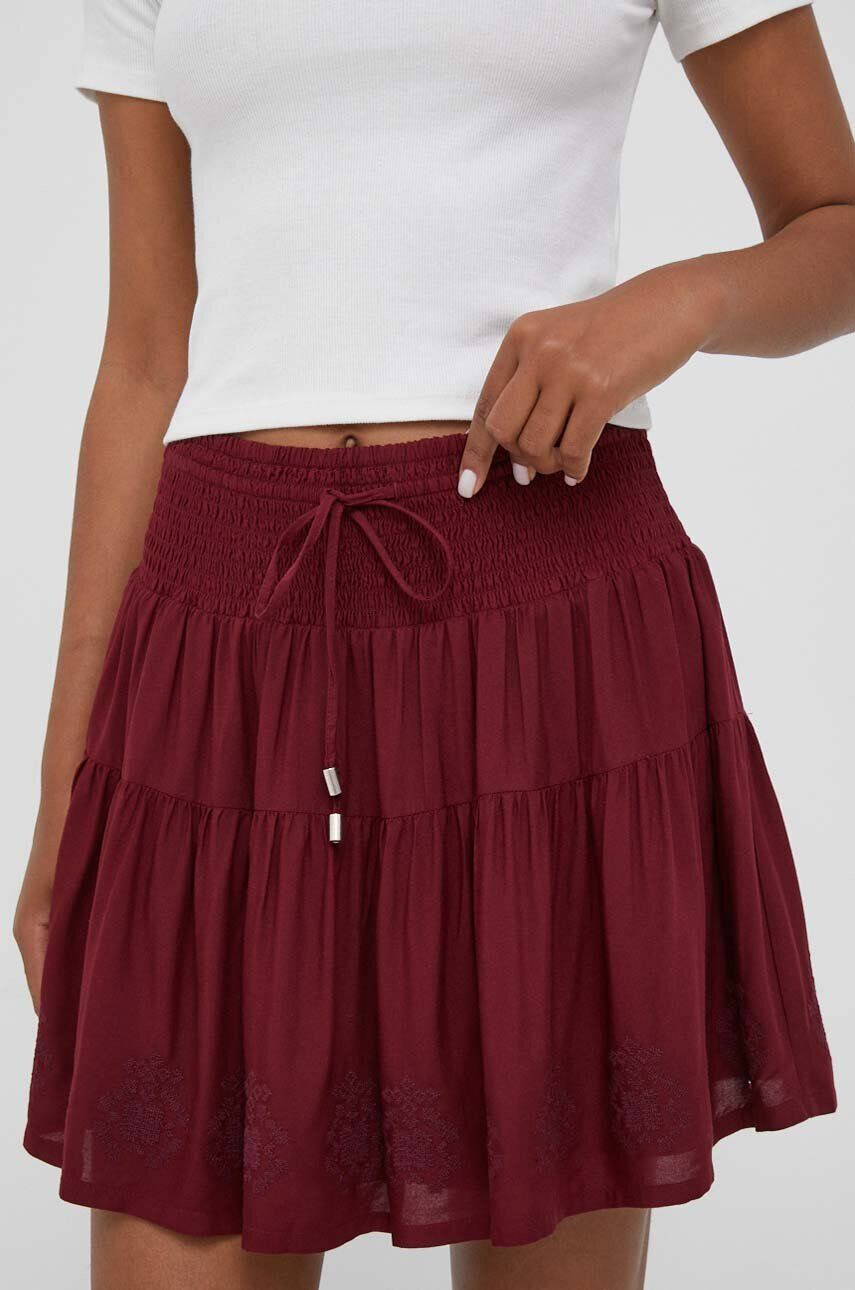 Pepe Jeans fusta culoarea bordo mini evazati - Pled.ro