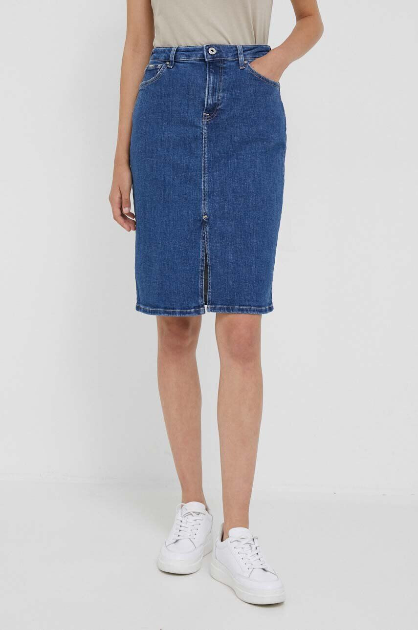 Pepe Jeans fusta jeans mini creion - Pled.ro