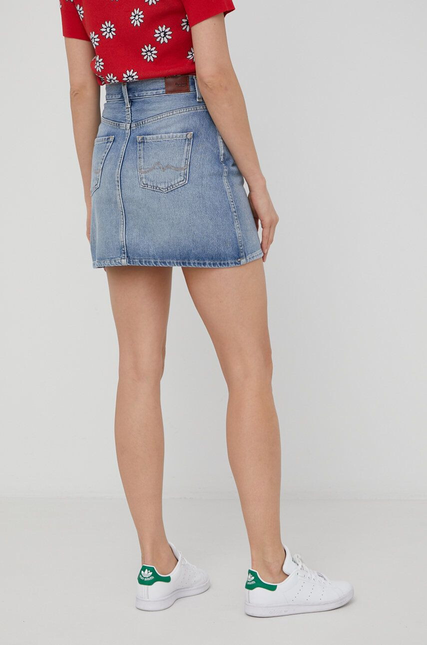 Pepe Jeans fusta jeans Rachel Skirt culoarea albastru marin mini drept - Pled.ro