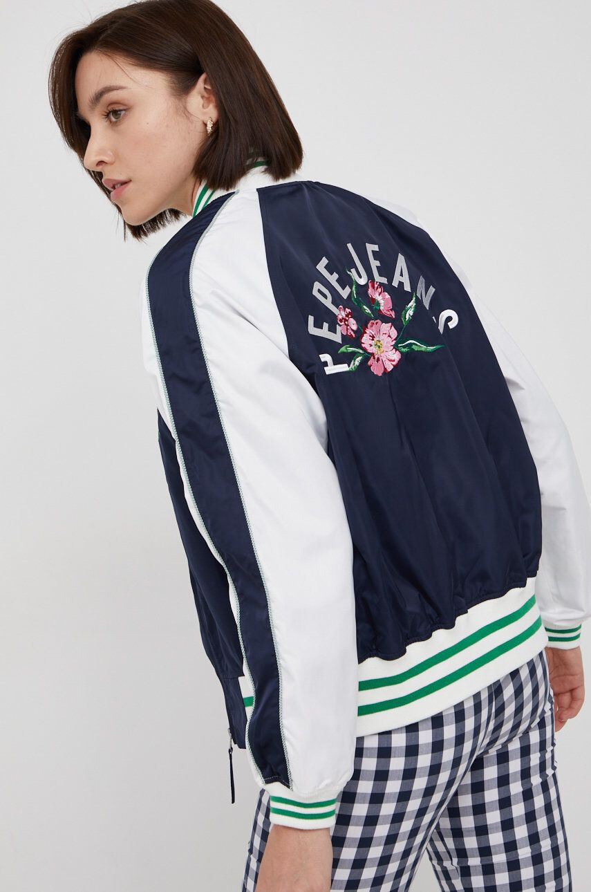 Pepe Jeans geaca bomber femei culoarea albastru marin de tranzitie - Pled.ro