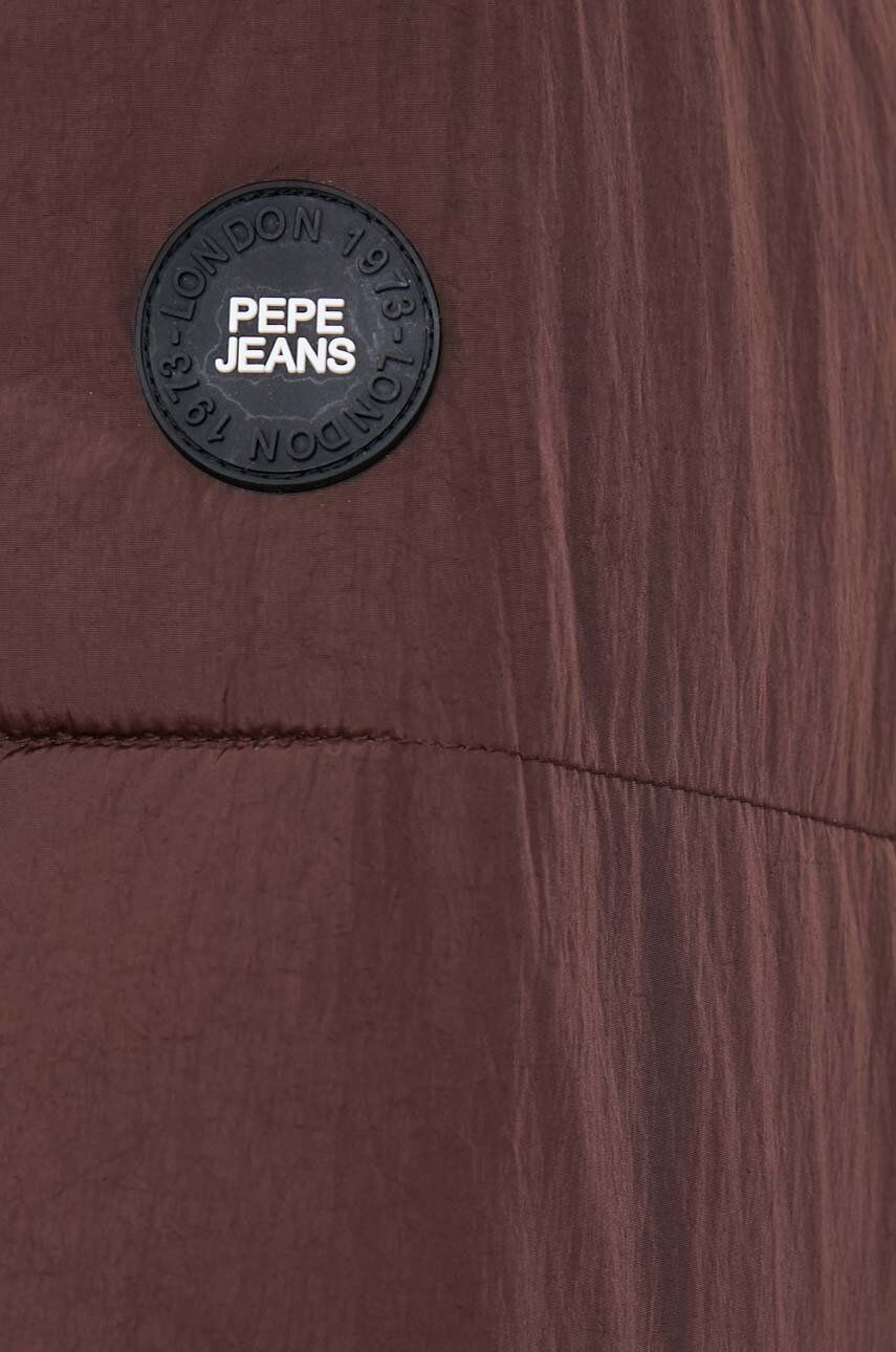 Pepe Jeans geaca Gus femei culoarea maro de iarna - Pled.ro