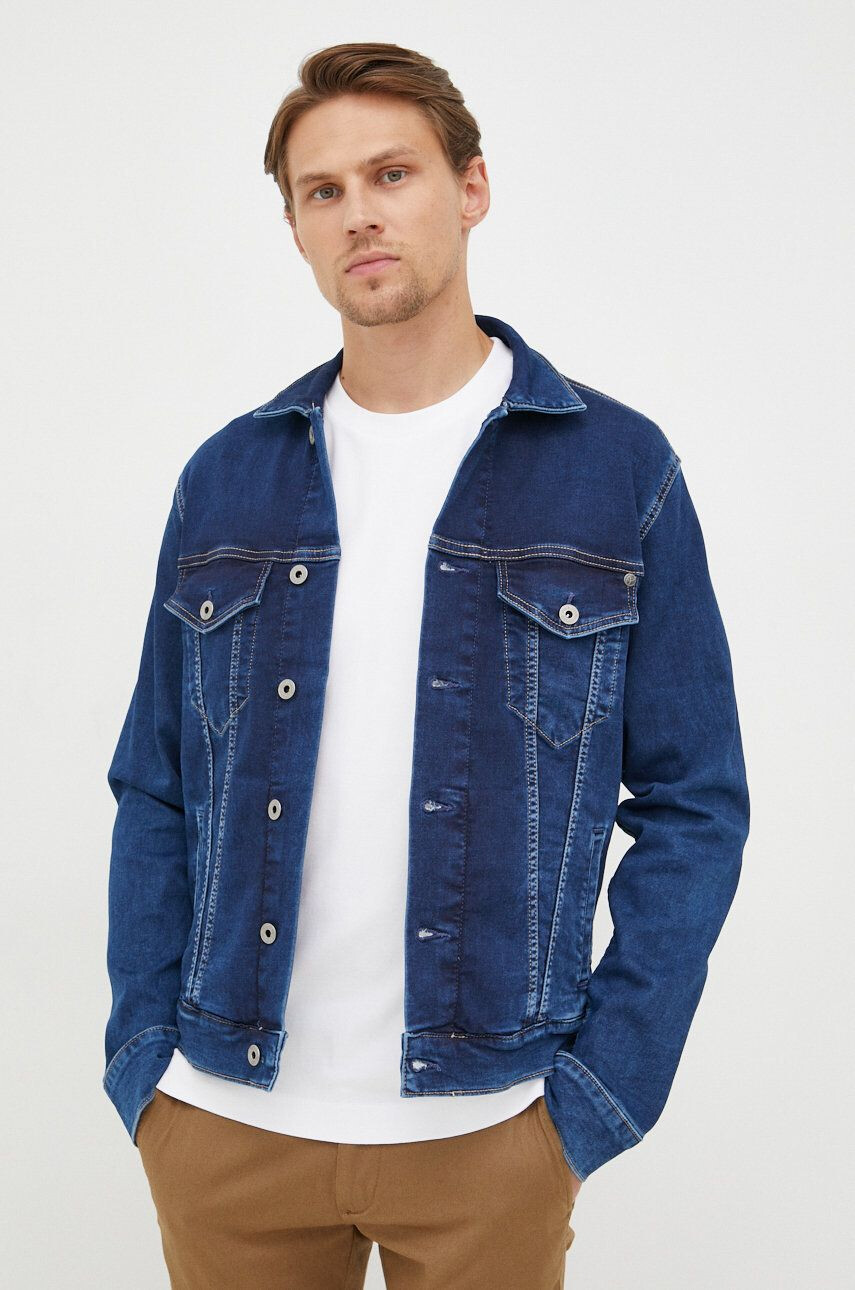 Pepe Jeans geaca jeans barbati culoarea albastru marin de tranzitie - Pled.ro