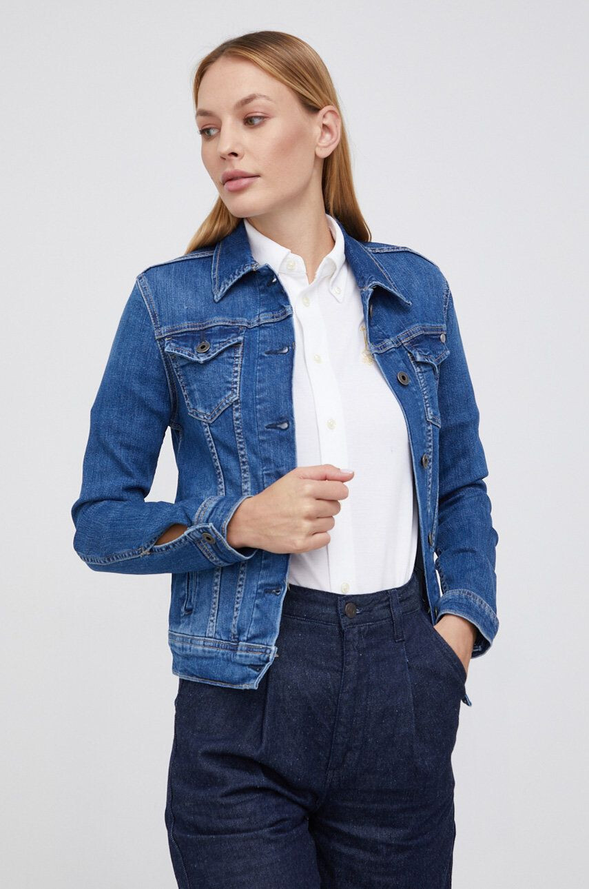 Pepe Jeans geaca jeans Thrift femei culoarea bej de tranzitie - Pled.ro